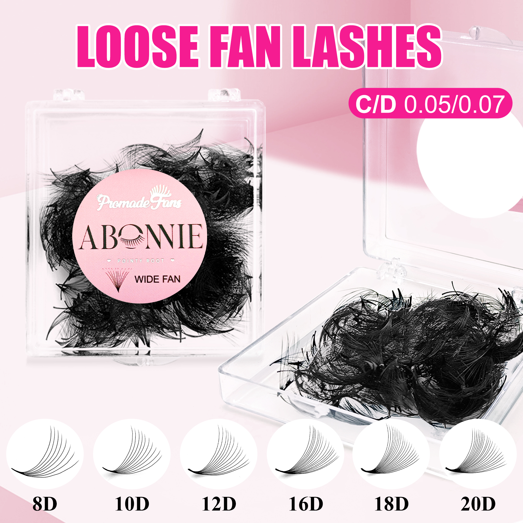 Eyelash Extension Russian - ABONNIE Loose 8-20D Pointy Base Short