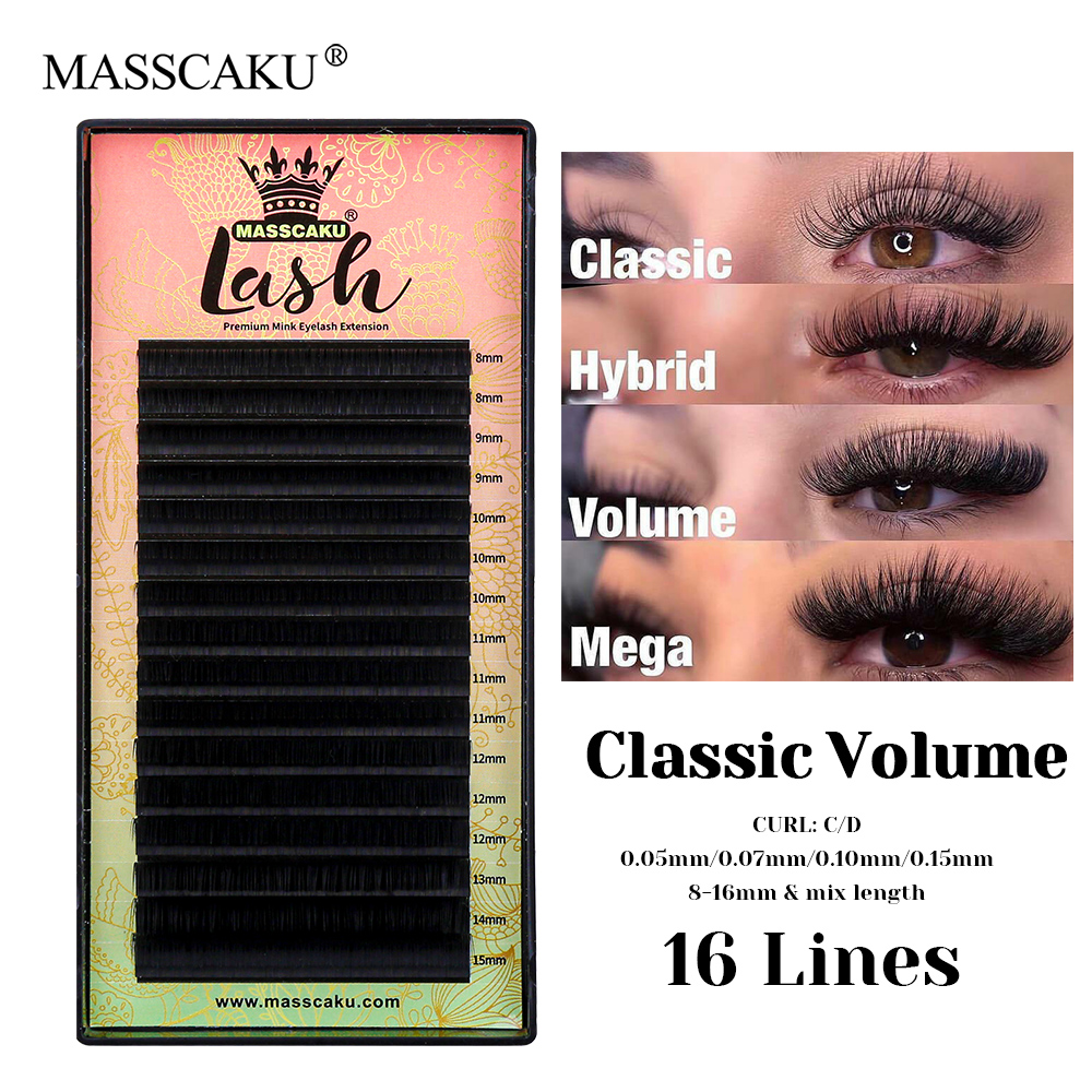 Eyelash Extensions Classic - 16 Lines MASSCAKU C D Curl