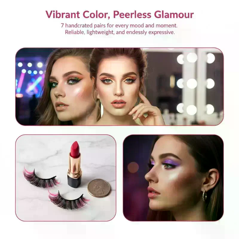 Eyelash Extension Russian - 7 Pairs Colorful False Eyelashes 3D