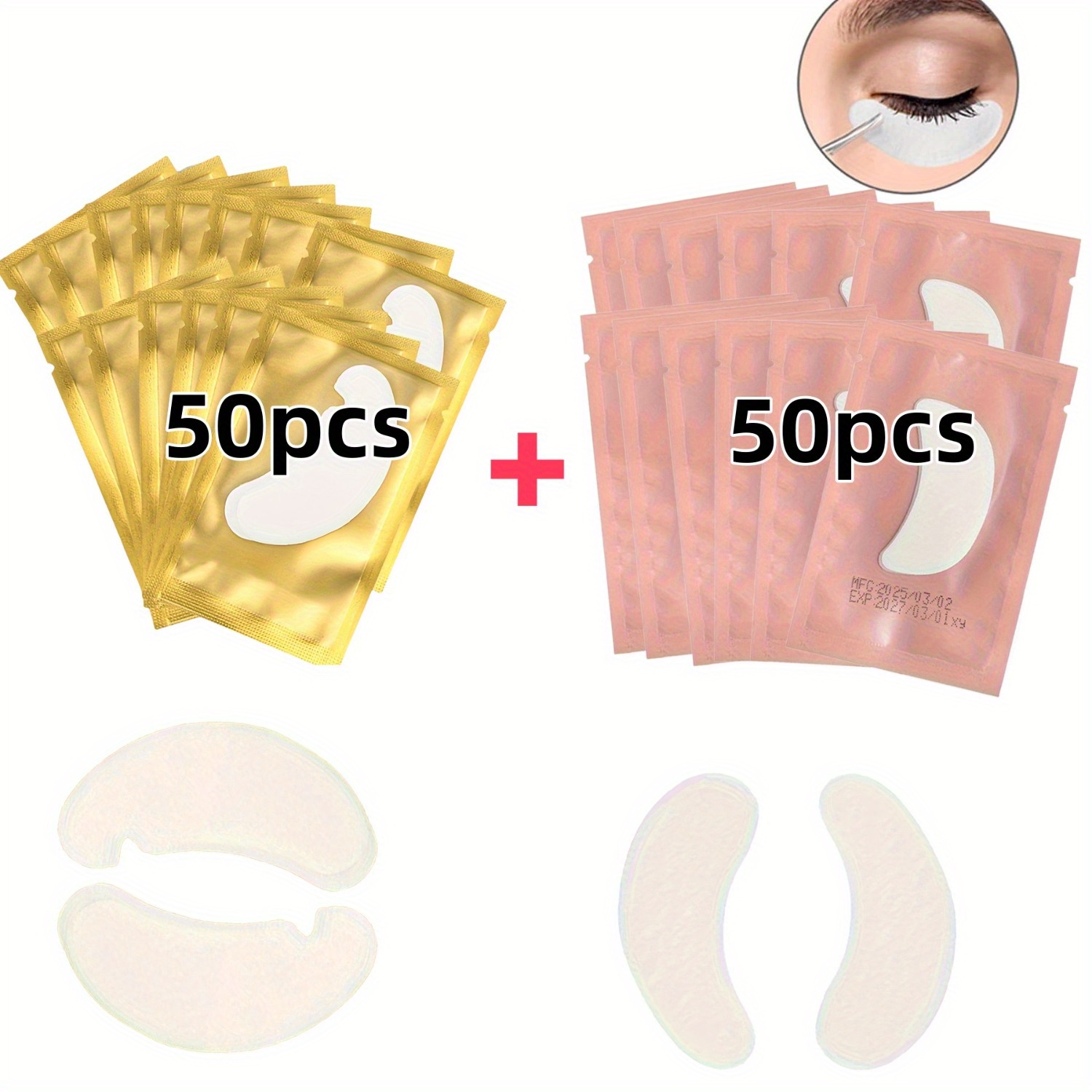 Eyelash Extension Eye Mask - 100Pcs Reusable Hydrogel Eye Patches for