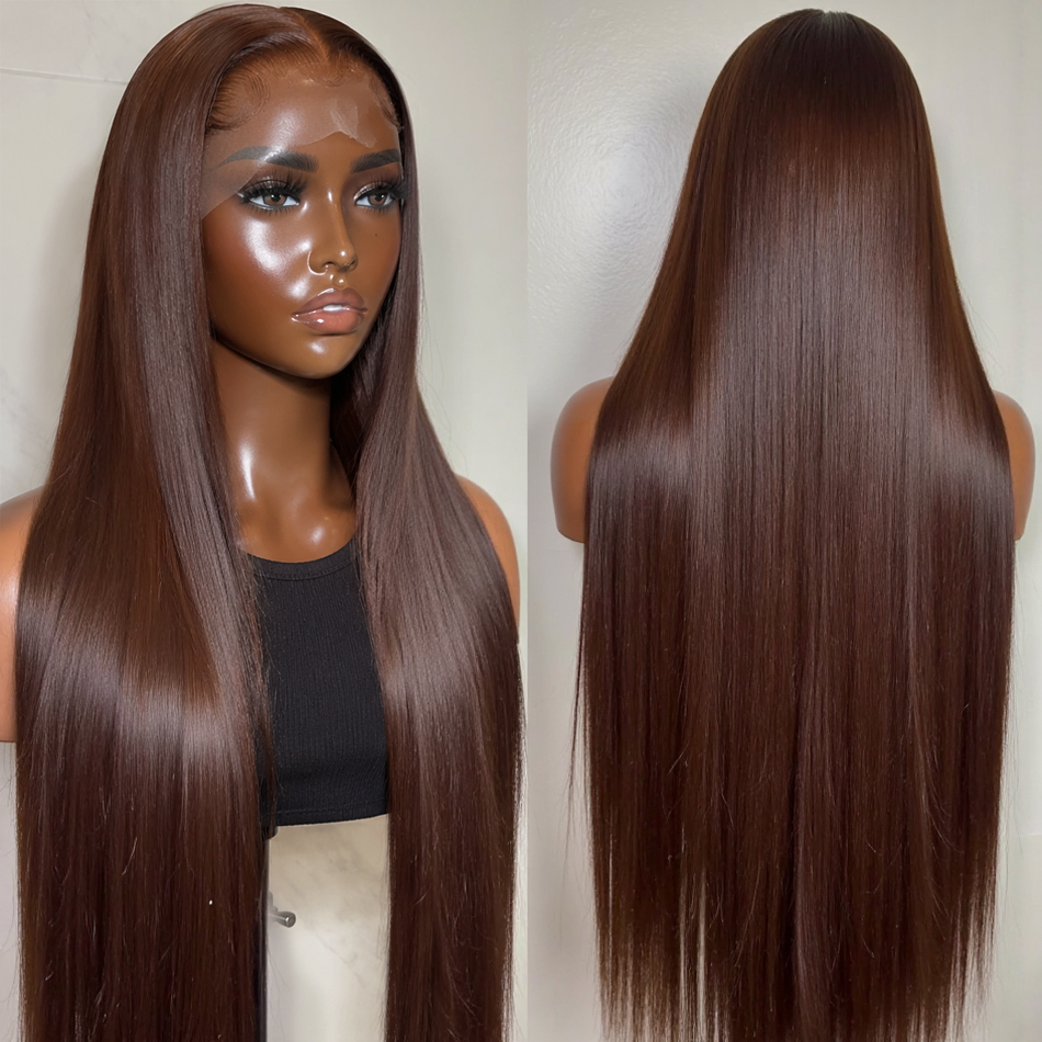 Eyelash Extension Natural Look - HD Chocolate Brown 13x4 Straight Lace