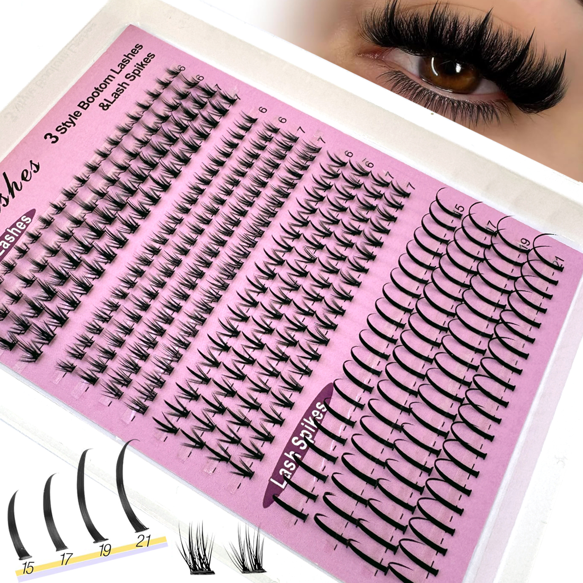 Eyelash Extension Anime - 16Rows Bottom&Spiky Lashes Clusters Volume Individual
