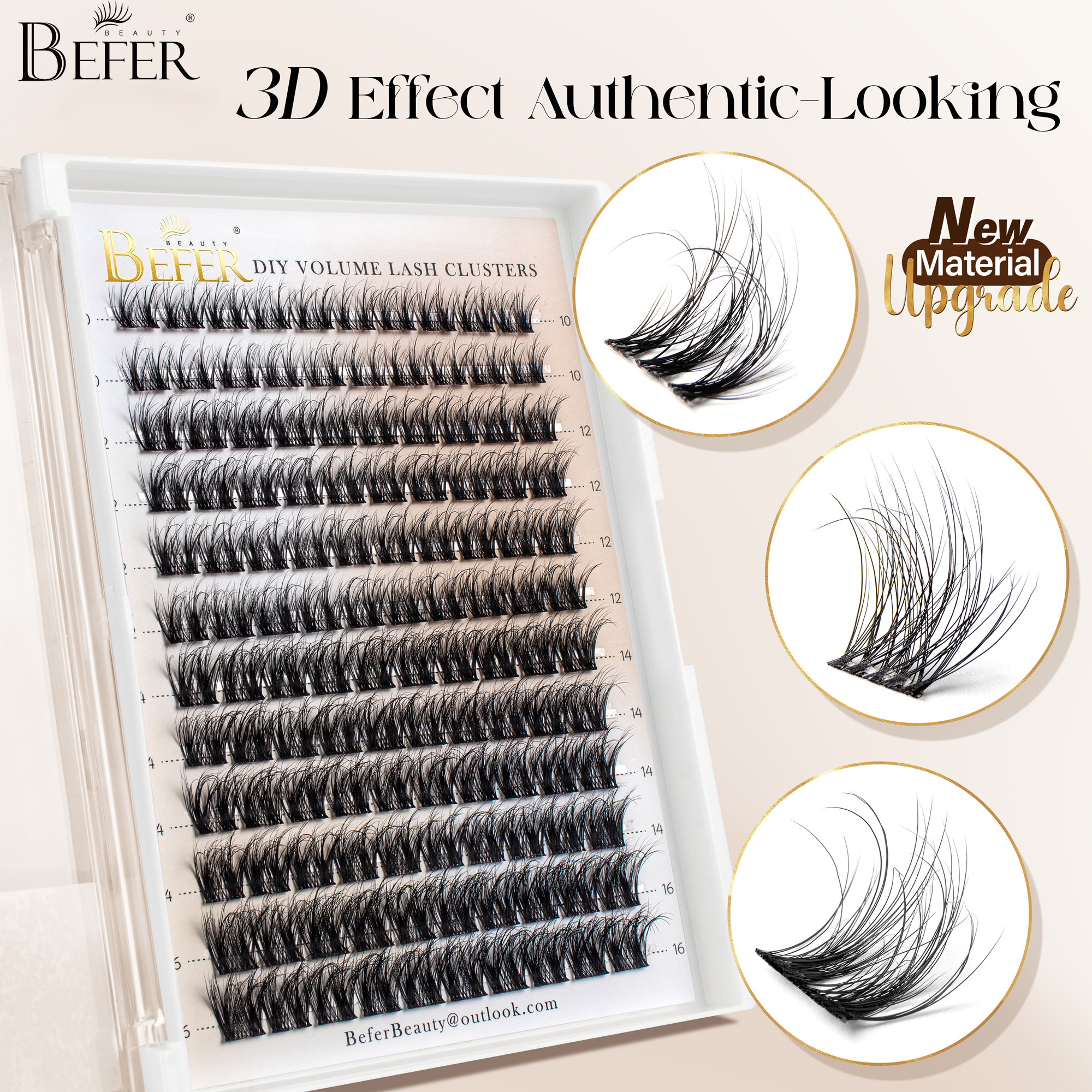 Eyelash Extension Eyelash - Befer Natural Lashes Clusters D Curl