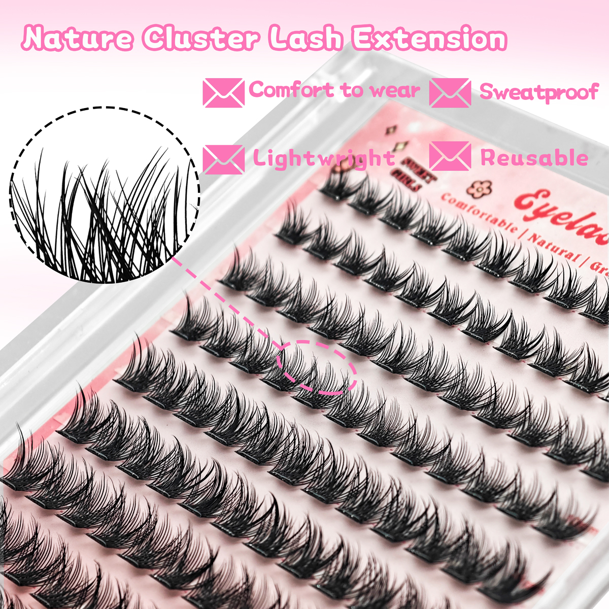 10 Rows No-Glue Fluffy Lashes  - Eyelash Extension No 9 avaliação e preço