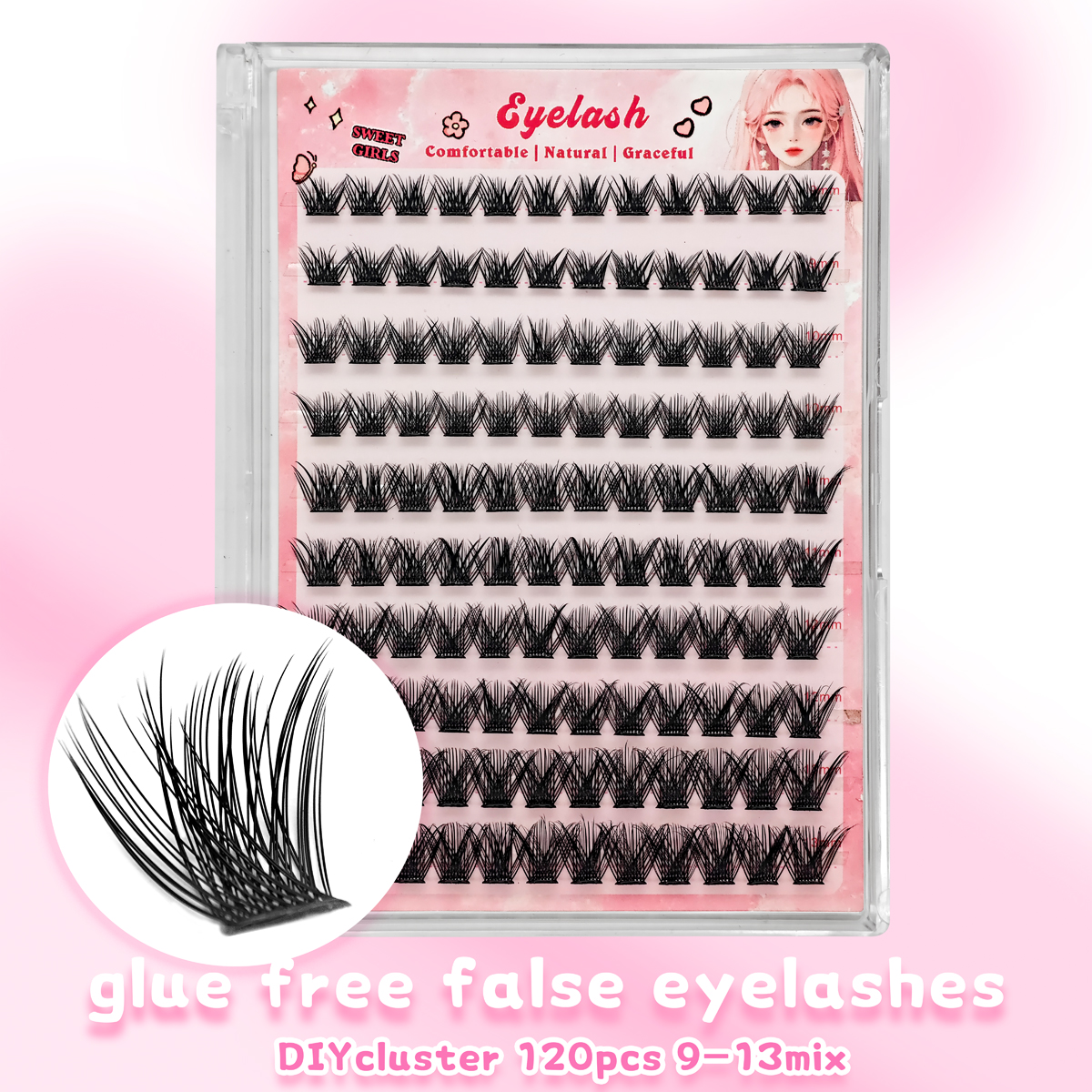 10 Rows No-Glue Fluffy Lashes  - Eyelash Extension No 9 avaliação e preço