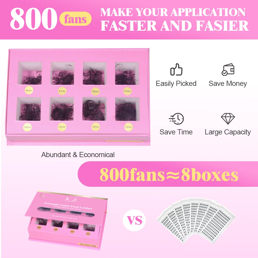 MAYOOC 800Fans Loose Fan Lashe - Eyelash Extension Russian avaliação e preço