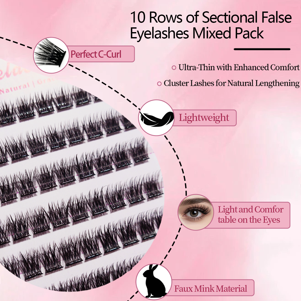 10 rows of No Glue Needed Lash - Eyelash Extension No 9 avaliação e preço