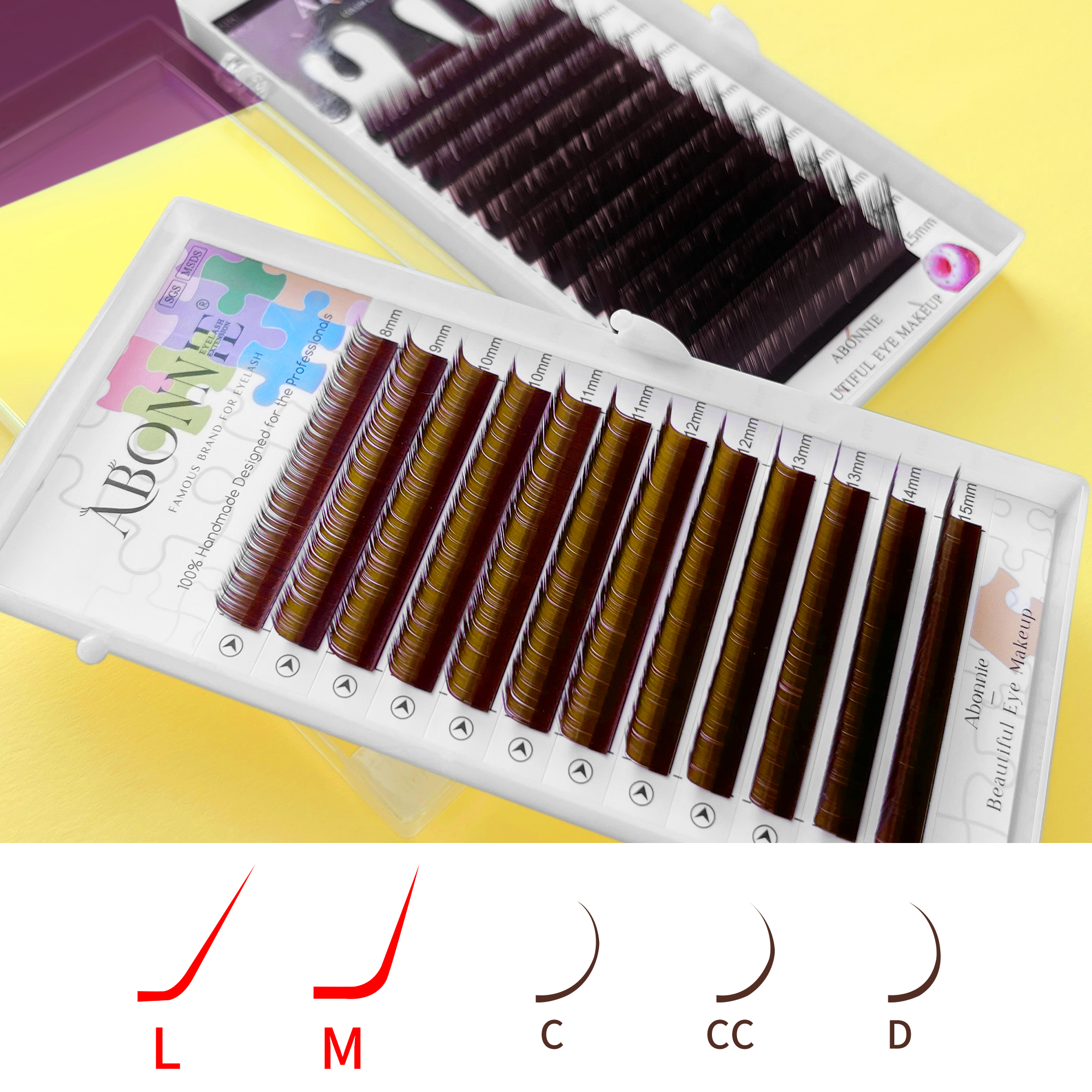Abonnie Brown Colored M Curl E - Eyelash Extension Fox Eye avaliação e preço