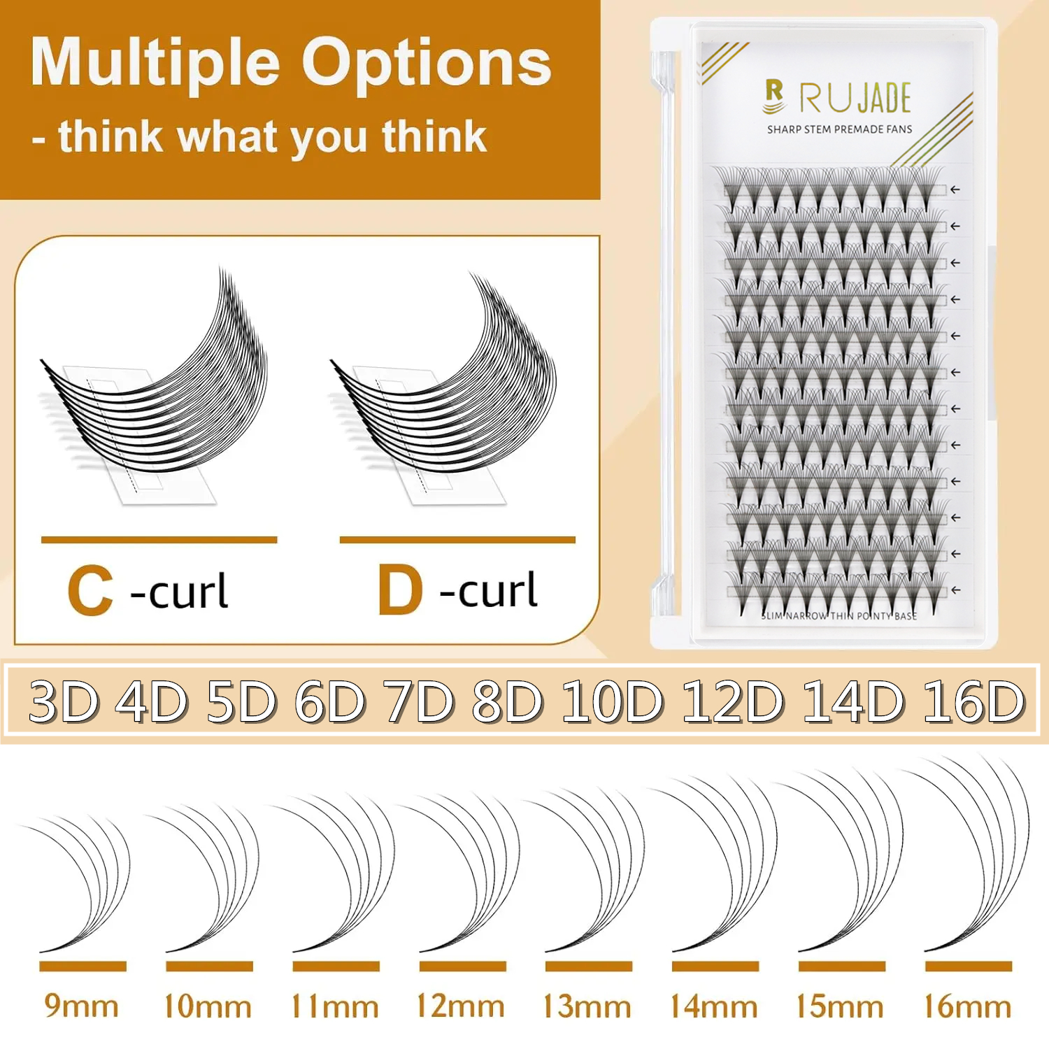 RUJADE Pointy Narrow Base Prem - Eyelash Extension Russian avaliação e preço