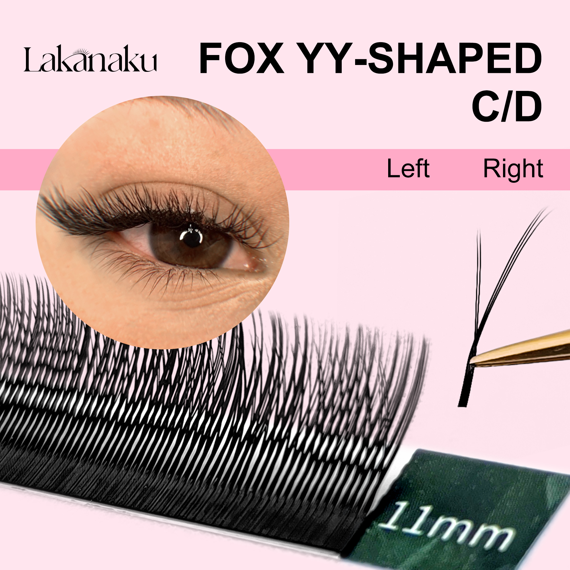 LAKANAKU YY Shape Black Fox Ey - Eyelash Extension Fox Eye avaliação e preço