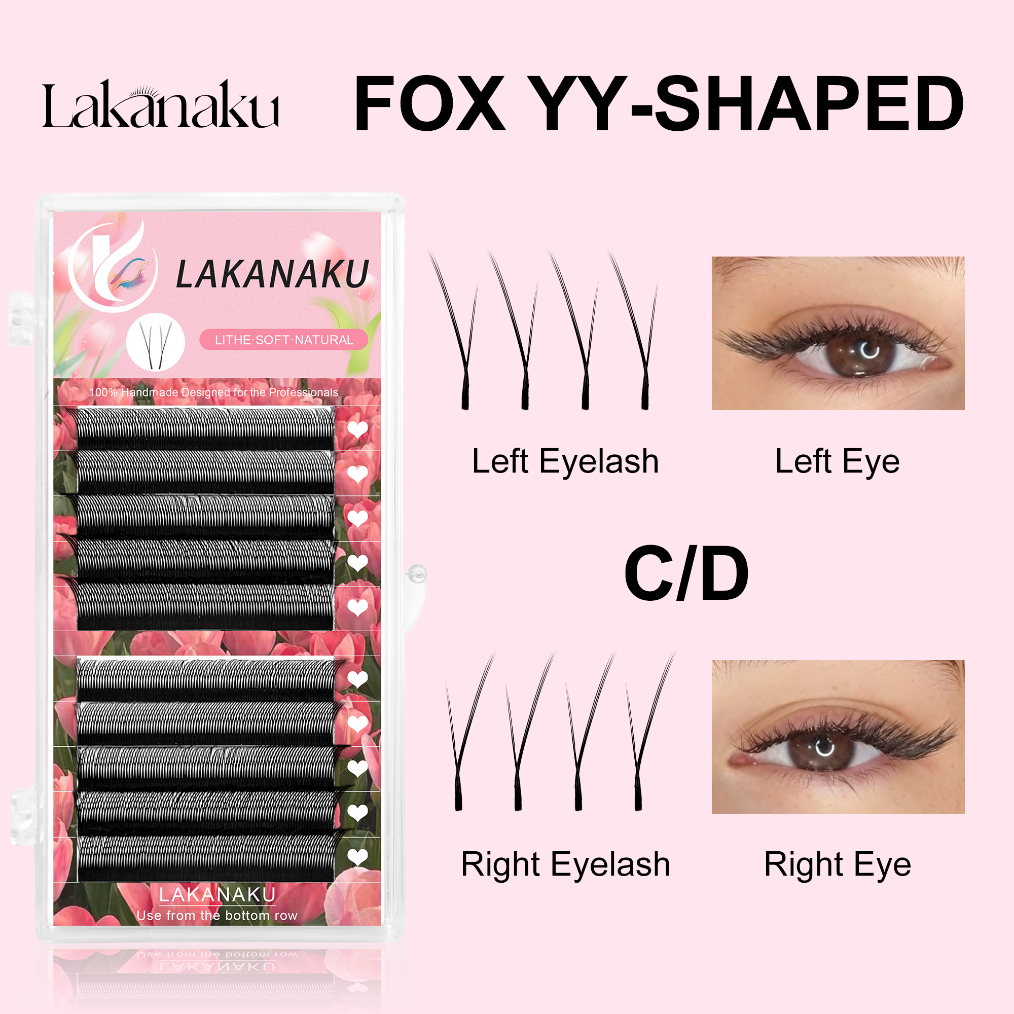 LAKANAKU YY Shape Black Fox Ey - Eyelash Extension Fox Eye avaliação e preço