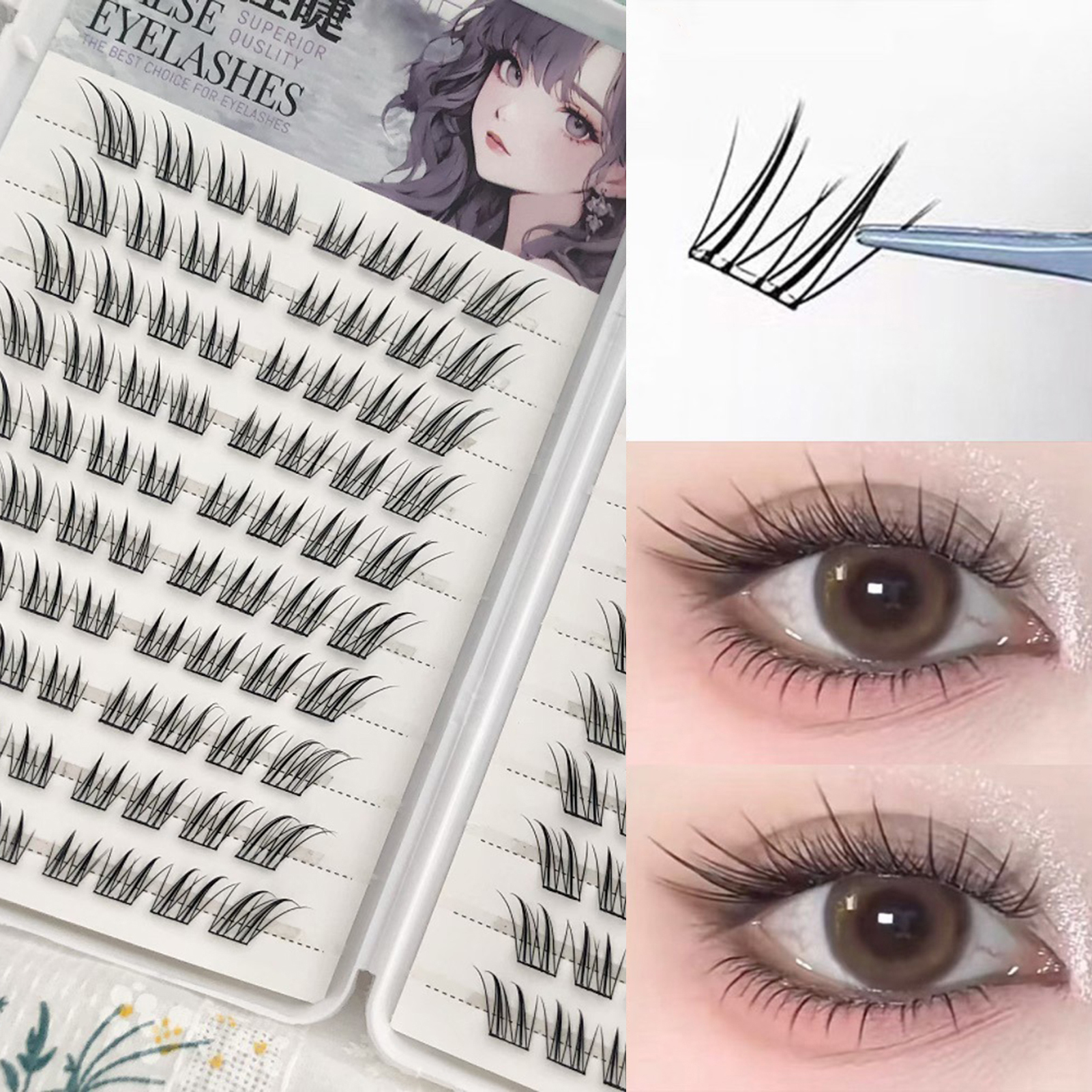 6/10/20 Rows Foxes False Eyela - Eyelash Extension Fox Eye avaliação e preço