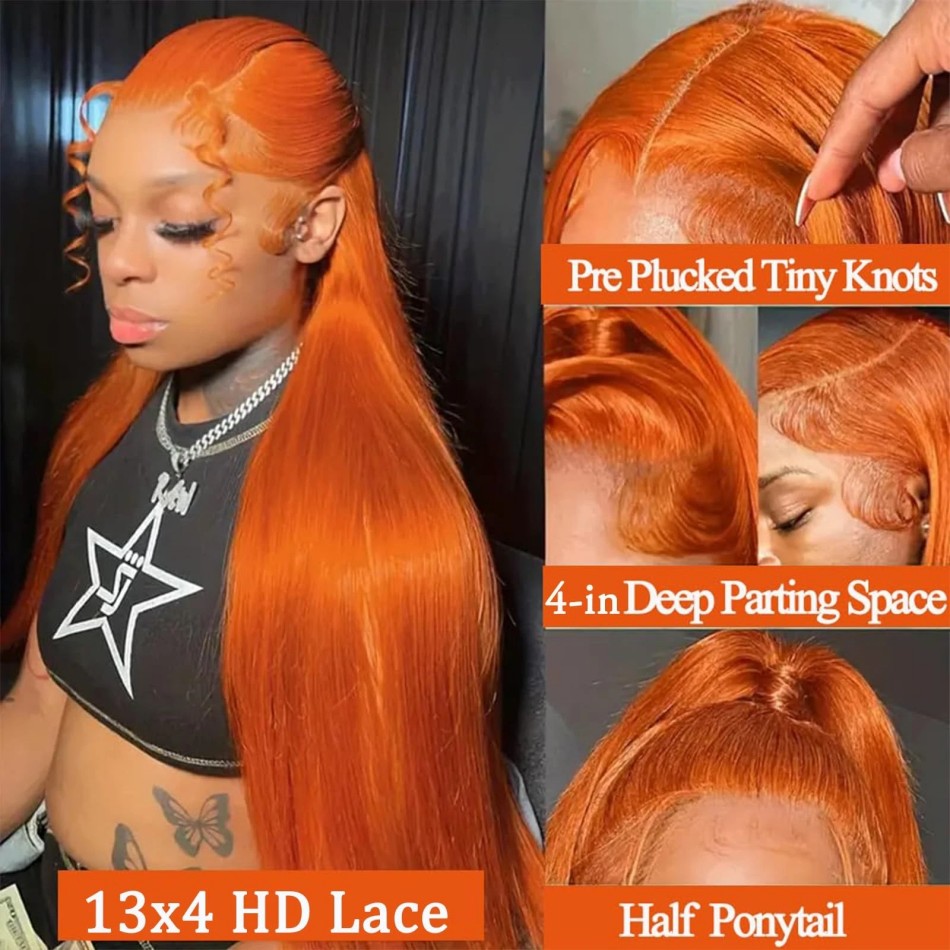 Ginger Orange Straight 13X6 Hd - Eyelash Extension Natural Look avaliação e preço
